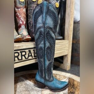 Corral Willow Over the Knee Boots Aqua Denim